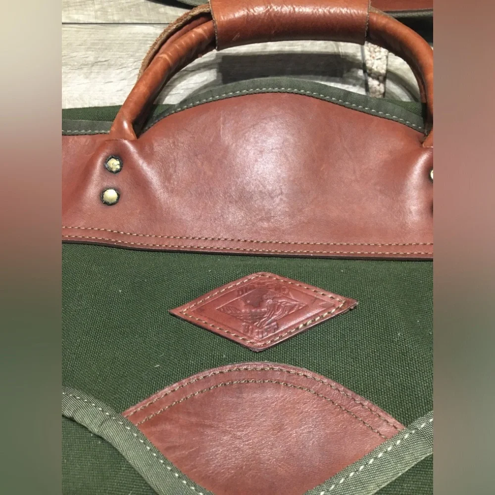 Diamond Bluff Battenkill Leather Duffel Travel Garment Clothing Bag Vintage USA